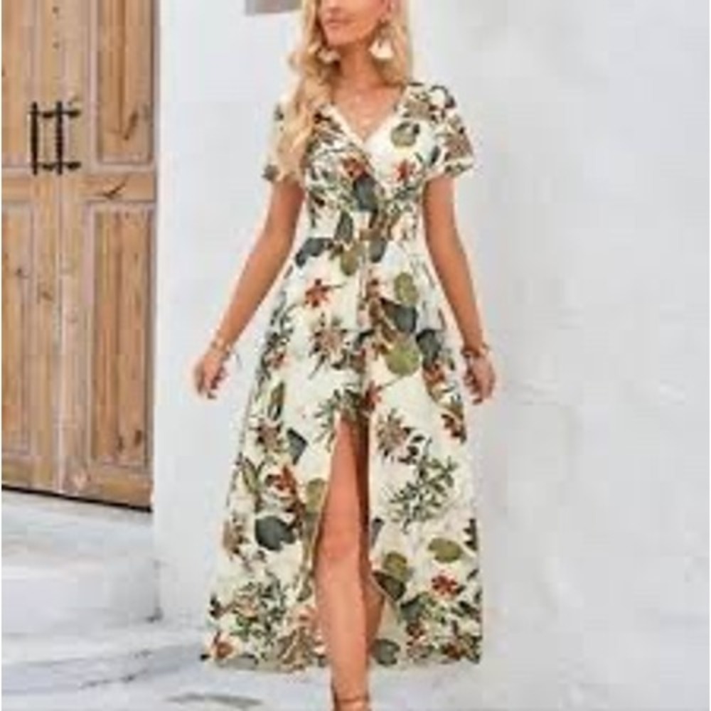 BIUBIU Womens Tropical Floral Maxi Short Jumpsuit V-Neck Size M